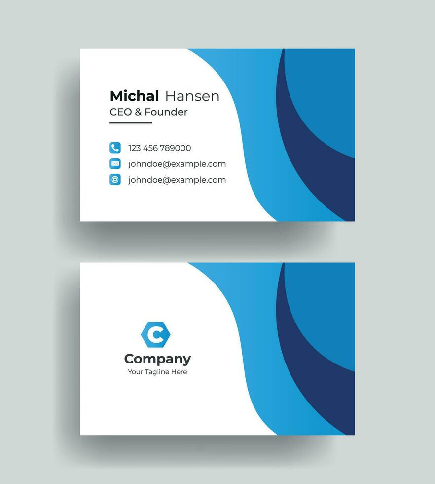 vector corporate Double-sided creative Professional modern simple unique blue minimalist gold elegant business card in red theme