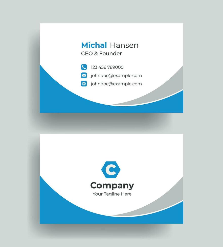 vector corporate Double-sided creative Professional modern simple unique blue minimalist gold elegant business card in red theme