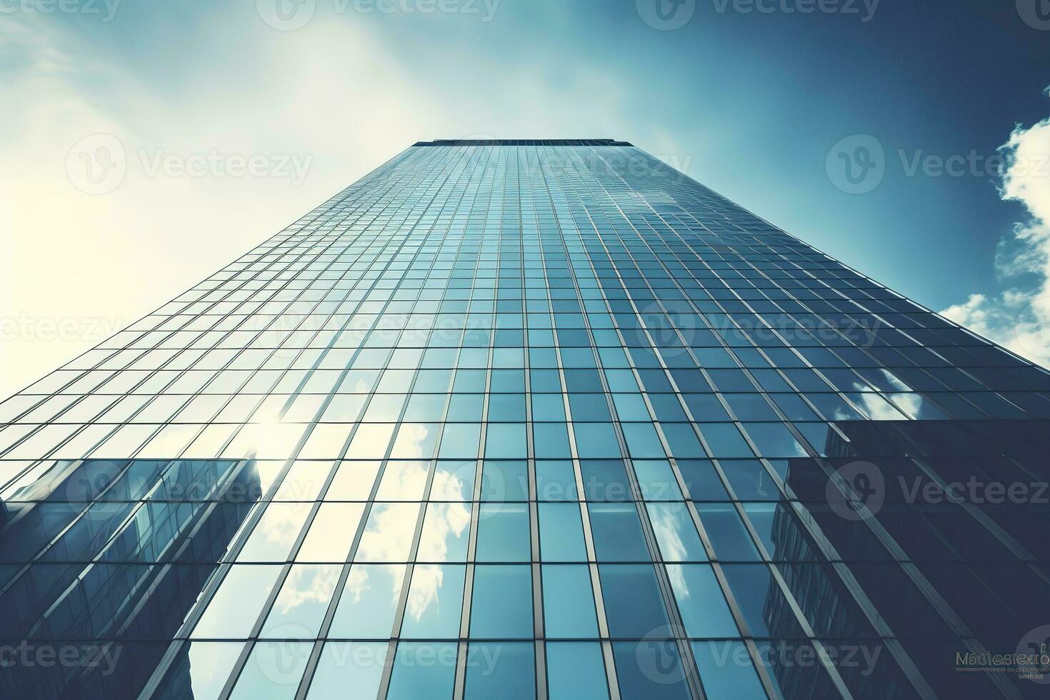 AI generated low angle city building, high tower building, with many glass photo