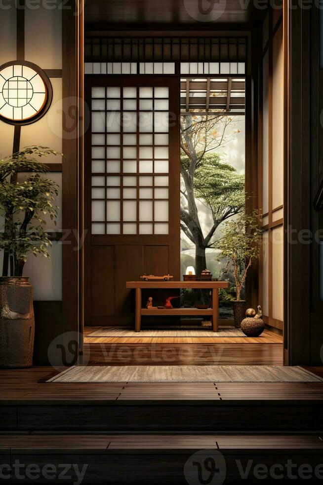 AI generated japanese Modern styled small entryway photo