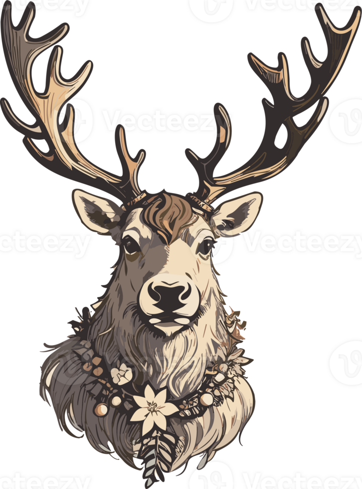 AI generated Christmas reindeer decorations on the head png