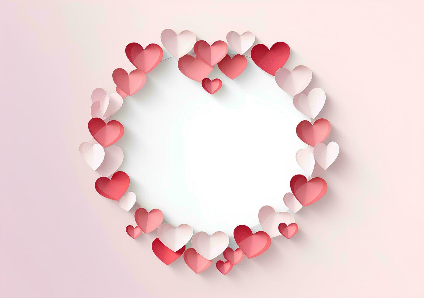 AI generated Paper hearts on white background with copy space for valentine day. 3D rendering. photo