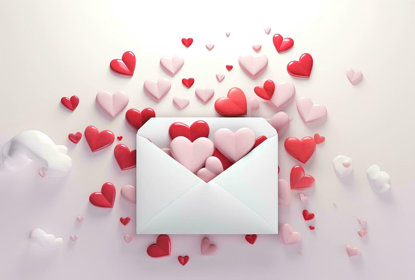 AI generated Envelope with a heart on a pink background. 3d rendering For valentine day. Love photo