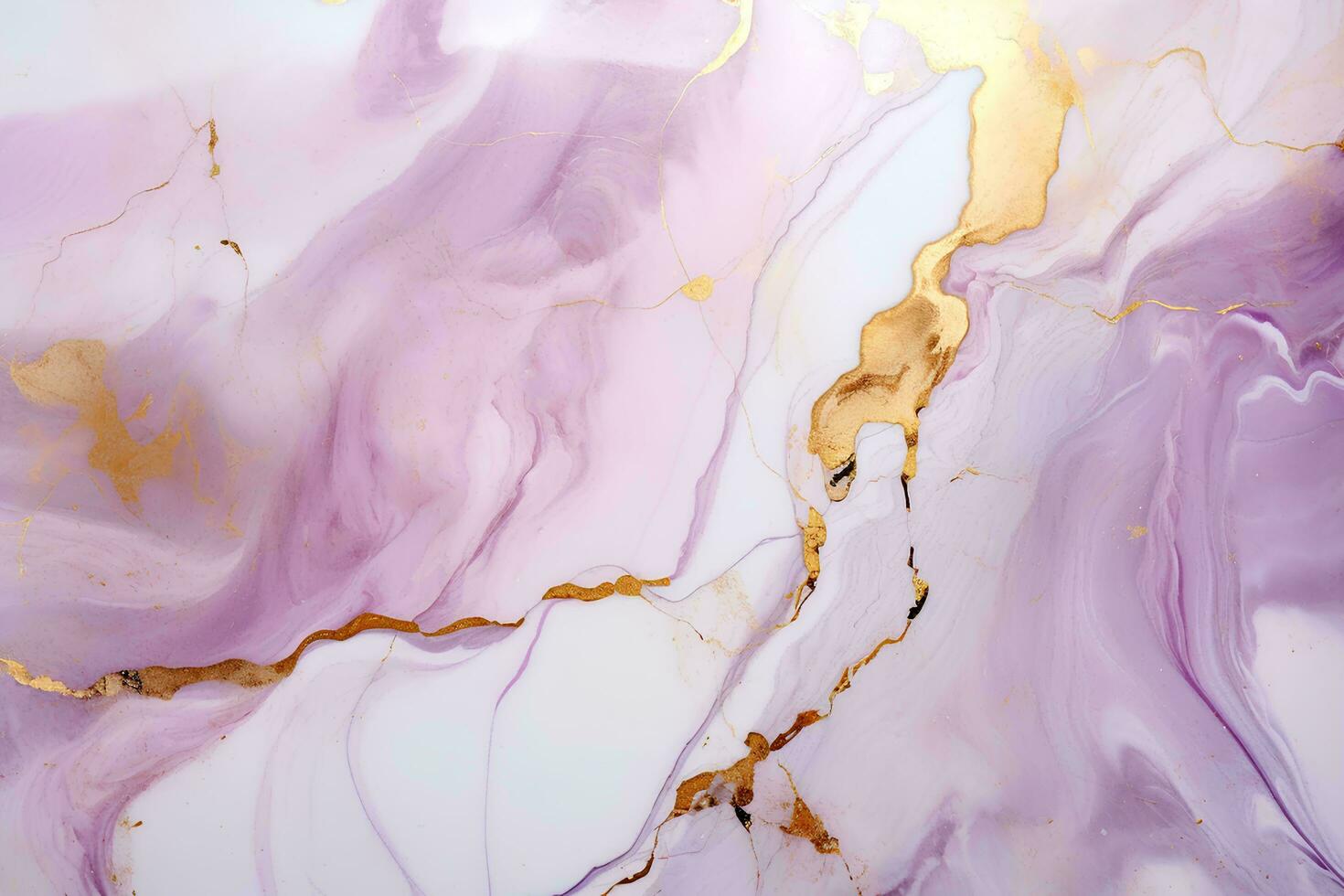 AI generated Abstract background of purple, gold and white marble liquid pattern with golden streaks photo