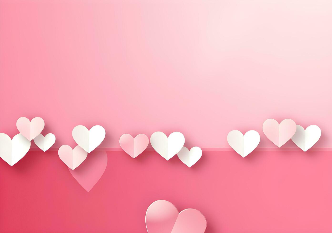 AI generated Valentines day background with pink hearts and heart frame. 3d rendering love photo