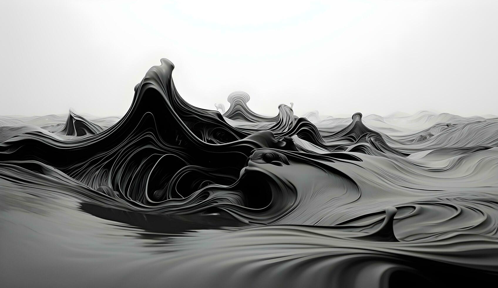 AI generated Abstract black and white smoke on a black background photo