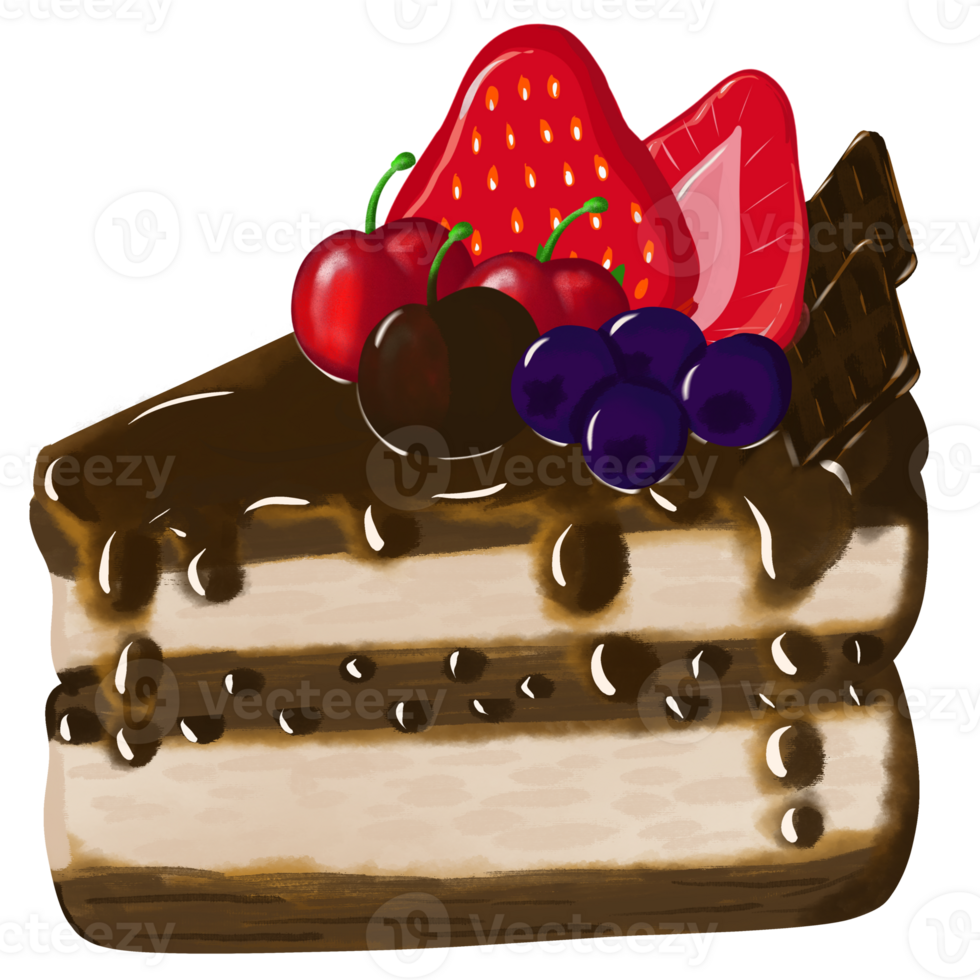 Chocolate cake with berries on top of it png