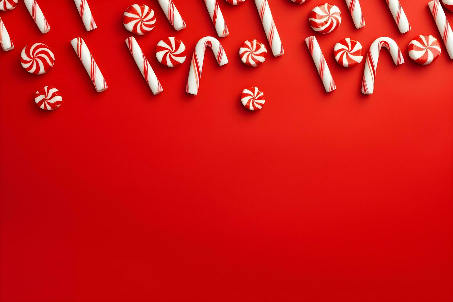 AI generated Candy canes on a red background. 3d illustration photo