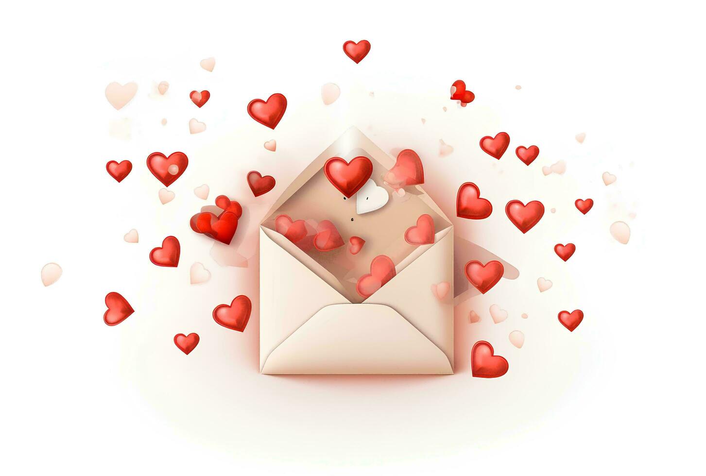 AI generated Envelope with a heart on a pink background. 3d rendering For valentine day. Love photo