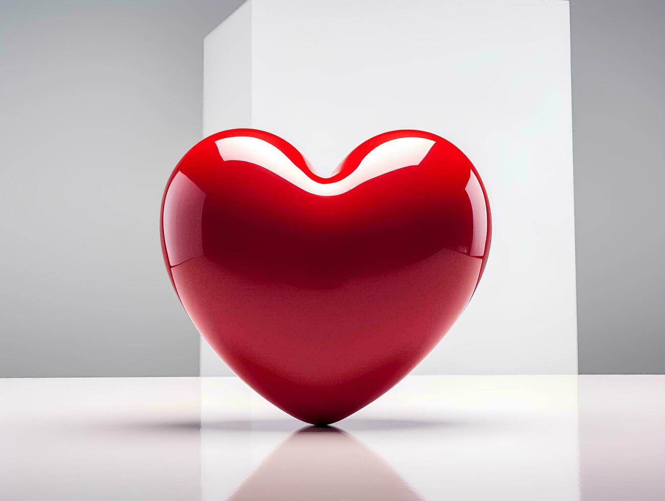 ai generado rojo corazón en un blanco antecedentes para enamorado día amor concepto. 3d representación, 3d ilustración. foto