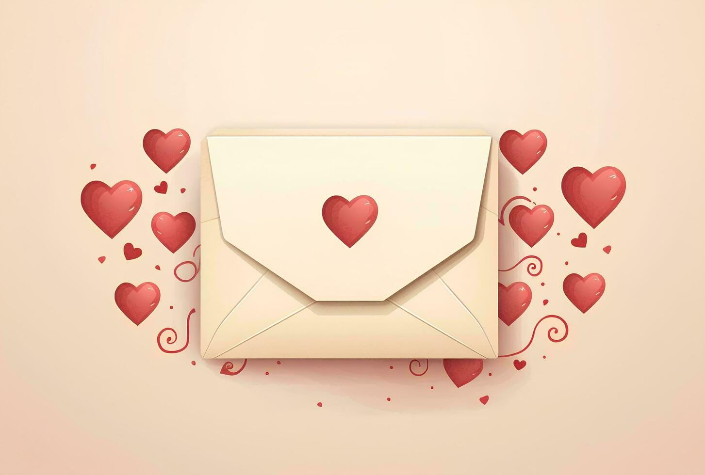 AI generated Envelope with a heart on a pink background. 3d rendering For valentine day. Love photo