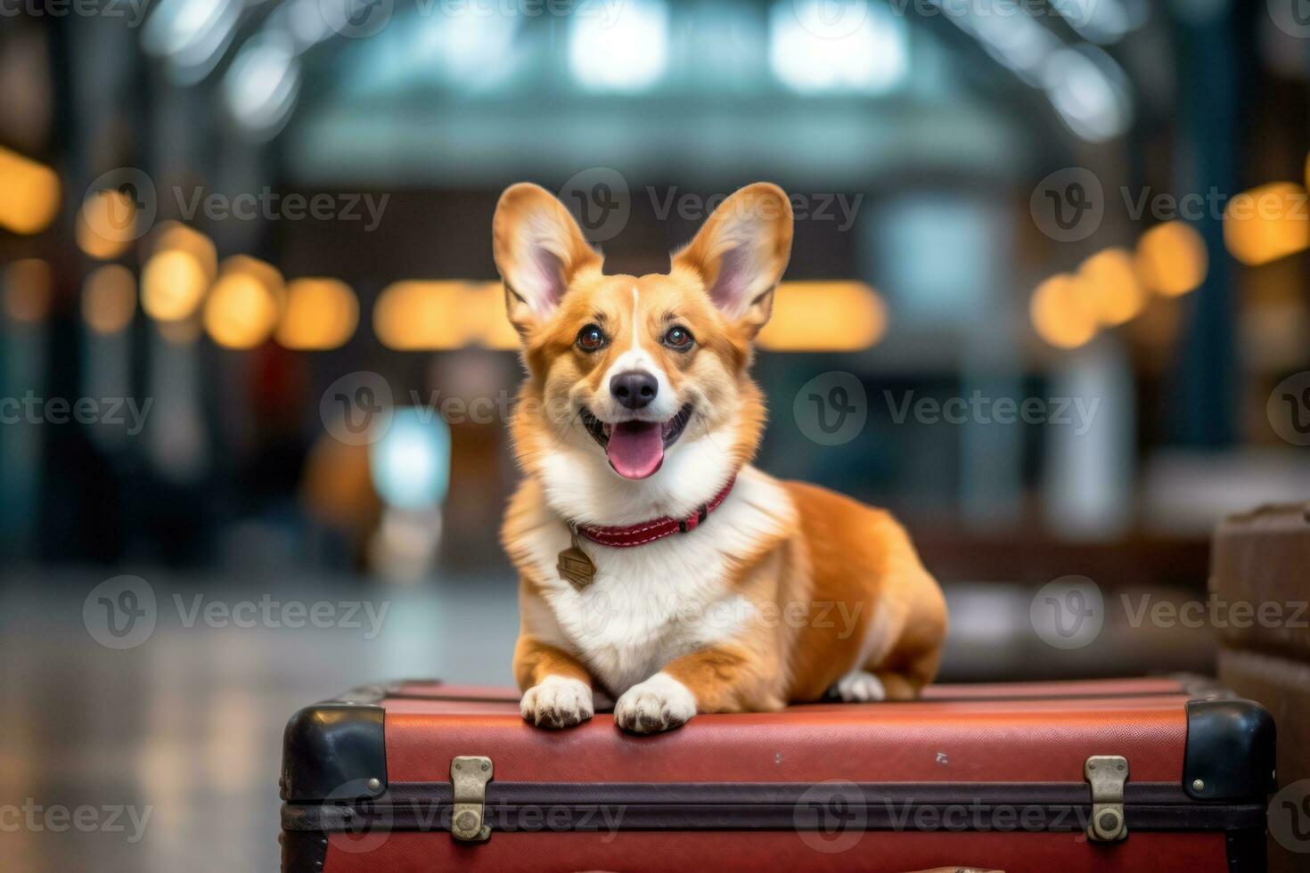 AI generated Car trunk with cute Dog and luggage Dog Travel concept Generative AI photo