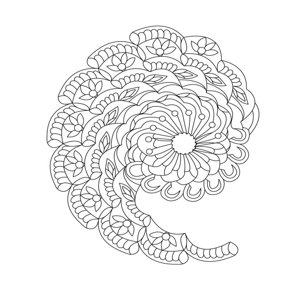 Whirlwind mandala coloring book page for kdp book interior vector