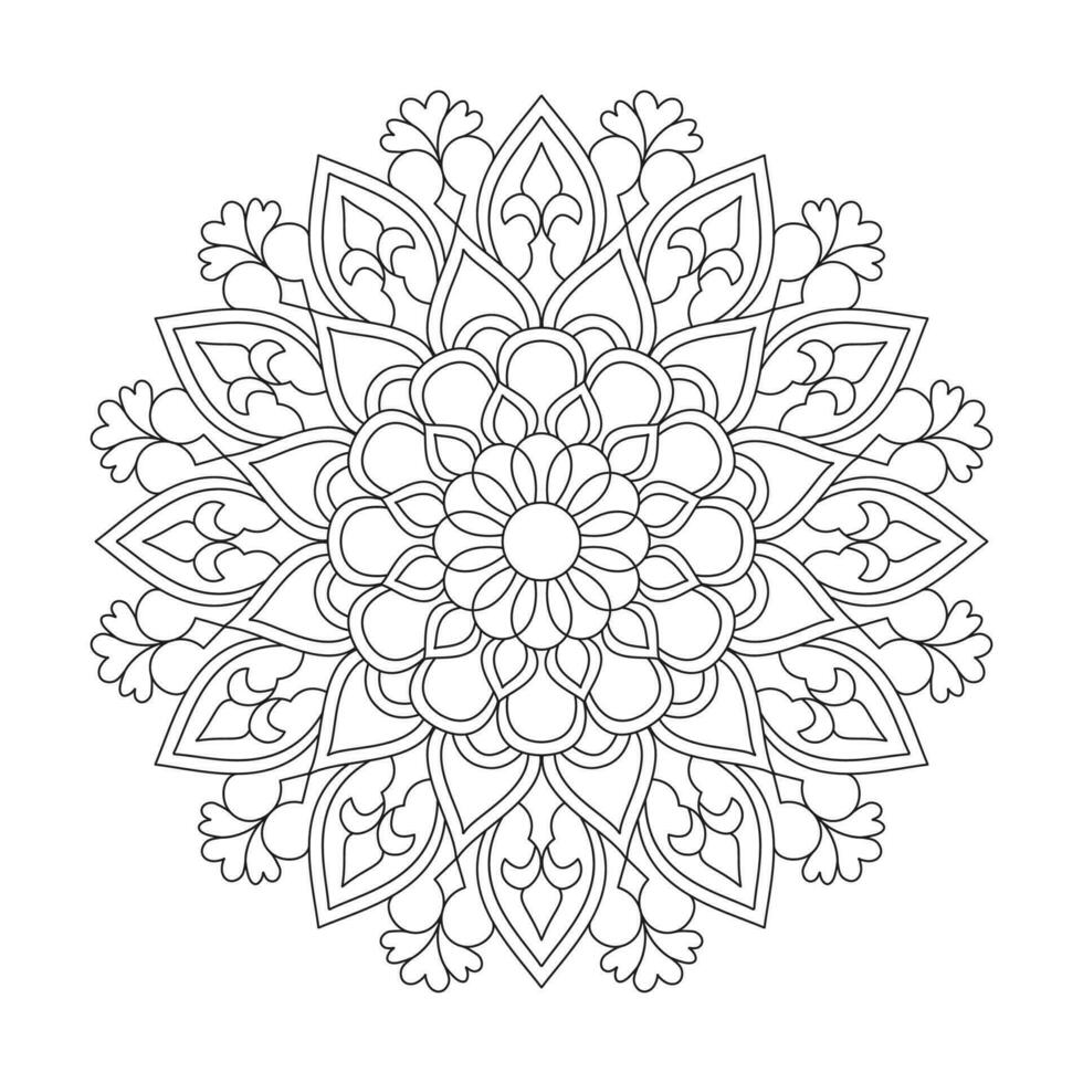 Infinite circles mandala coloring book page for kdp book interior vector