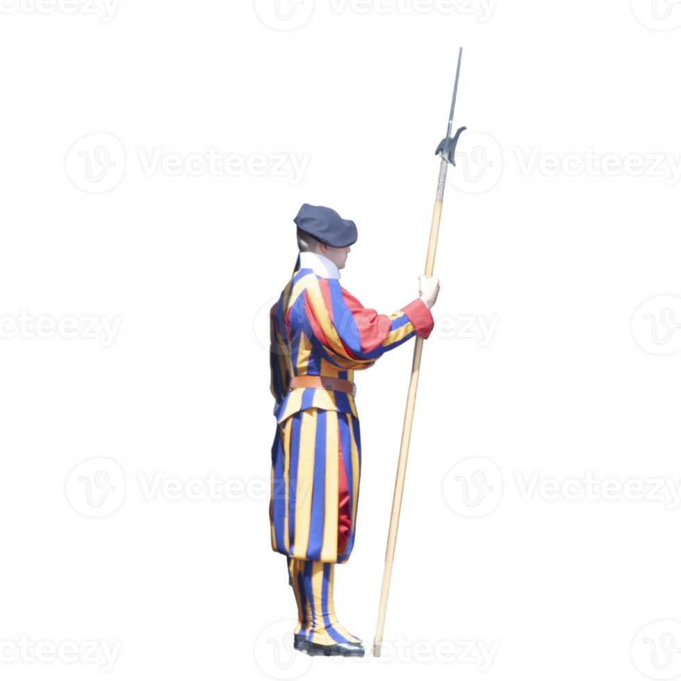 Swiss Papal Guard with Guard Spear- png