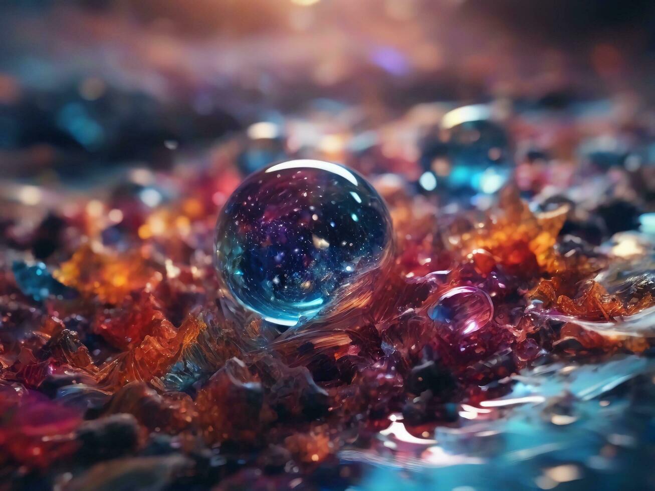AI generated A Crystal Mountain Cosmic Symphony in Surreal Realism Meets Hyper Detail in a Breathtaking Universe photo