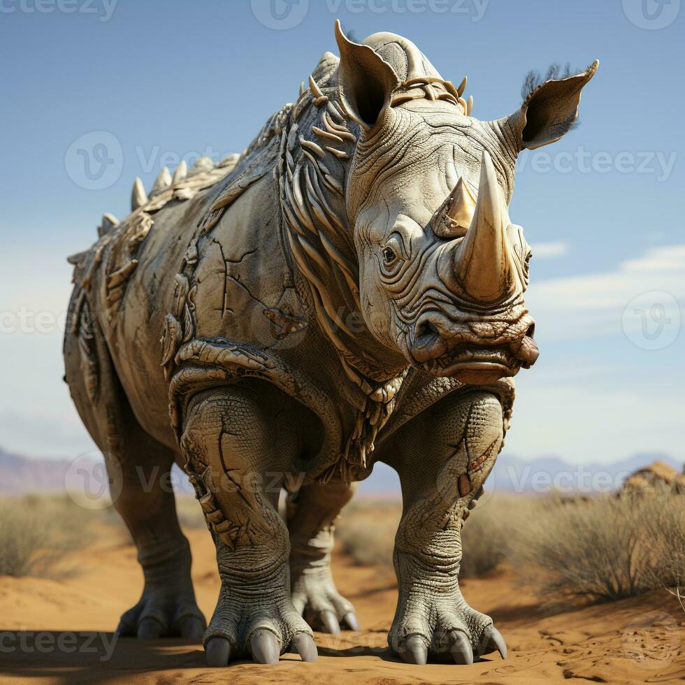 ai generado 3d súper héroe rinoceronte foto