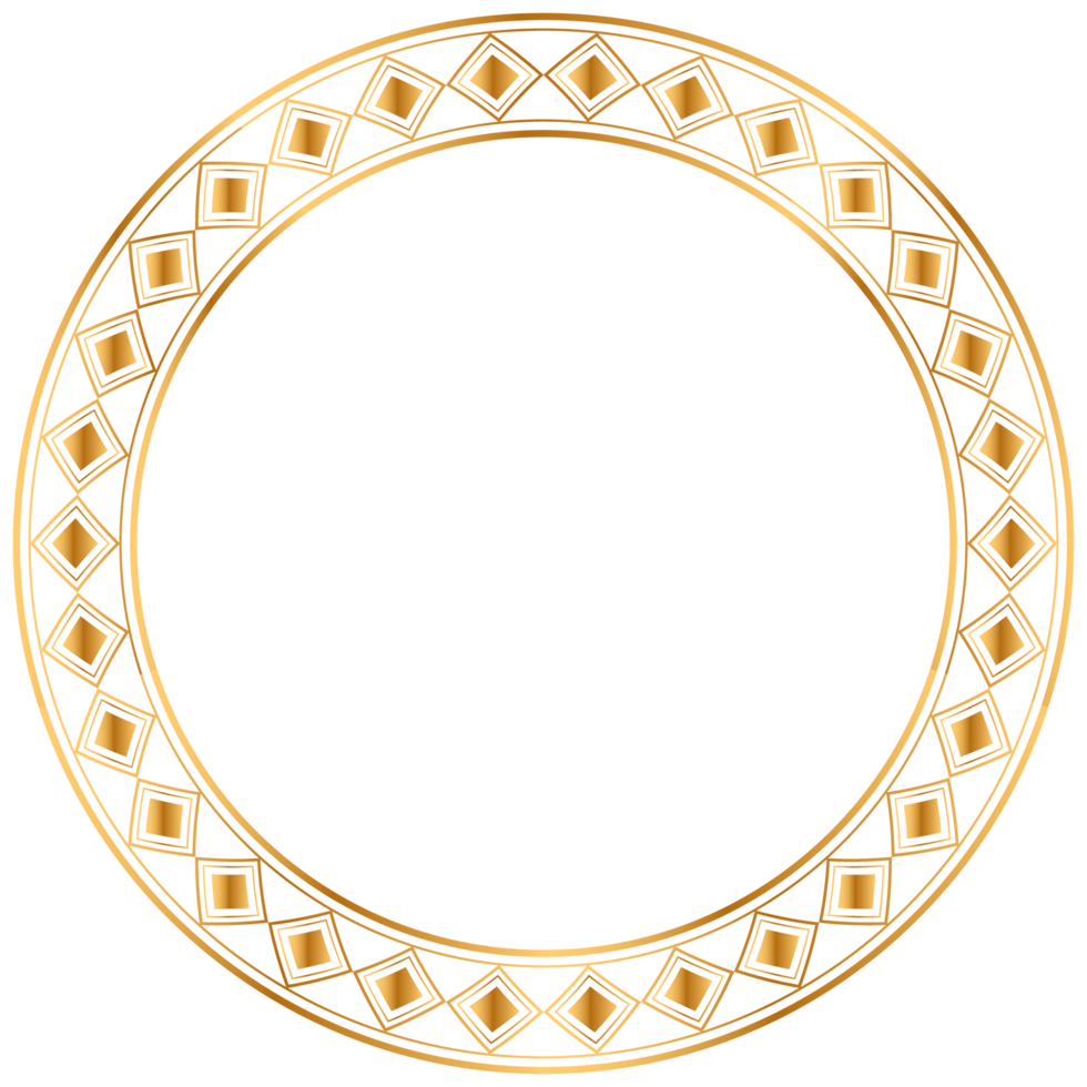 Golden circle frame border clipart png