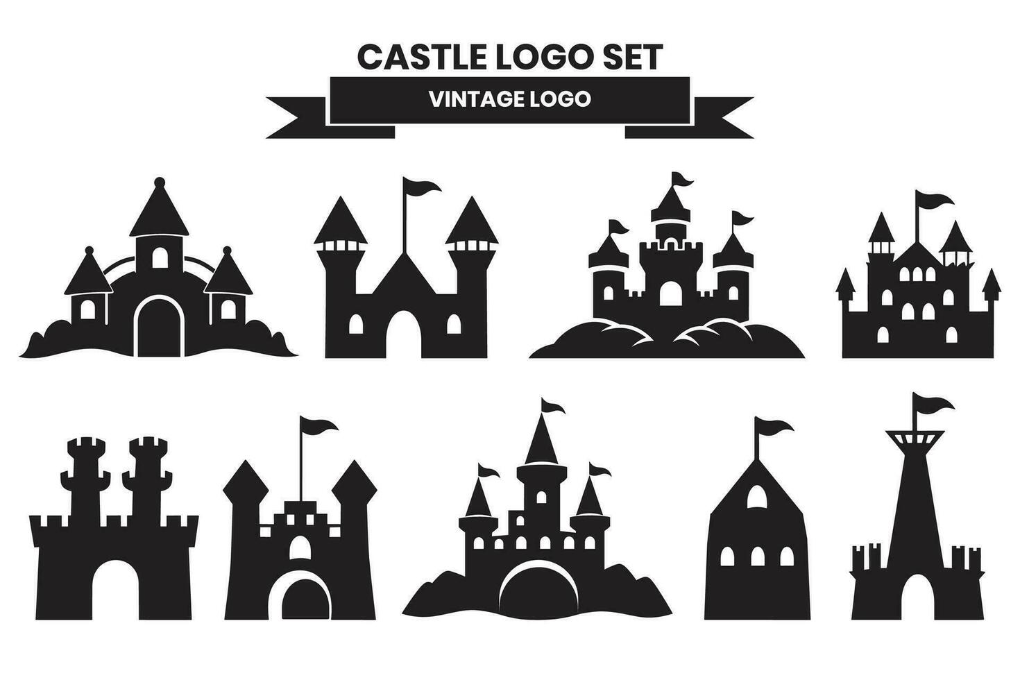 Castle silhouette object in vintage style vector