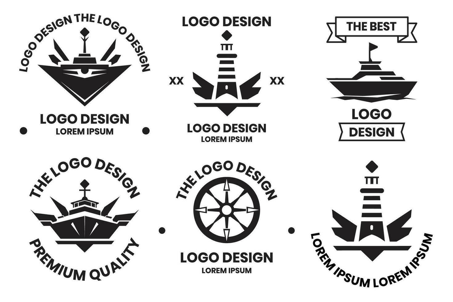 Ocean liner and water travel logo in vintage style vector