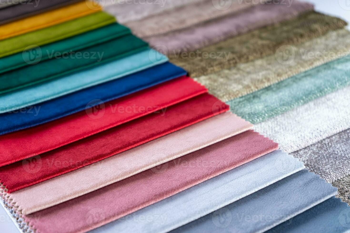 Multi Colored Set Of Upholstery Fabric Samples For Selection, Collection Of  Textile Swatches Stock Photo by Kateryna_Maksymenko