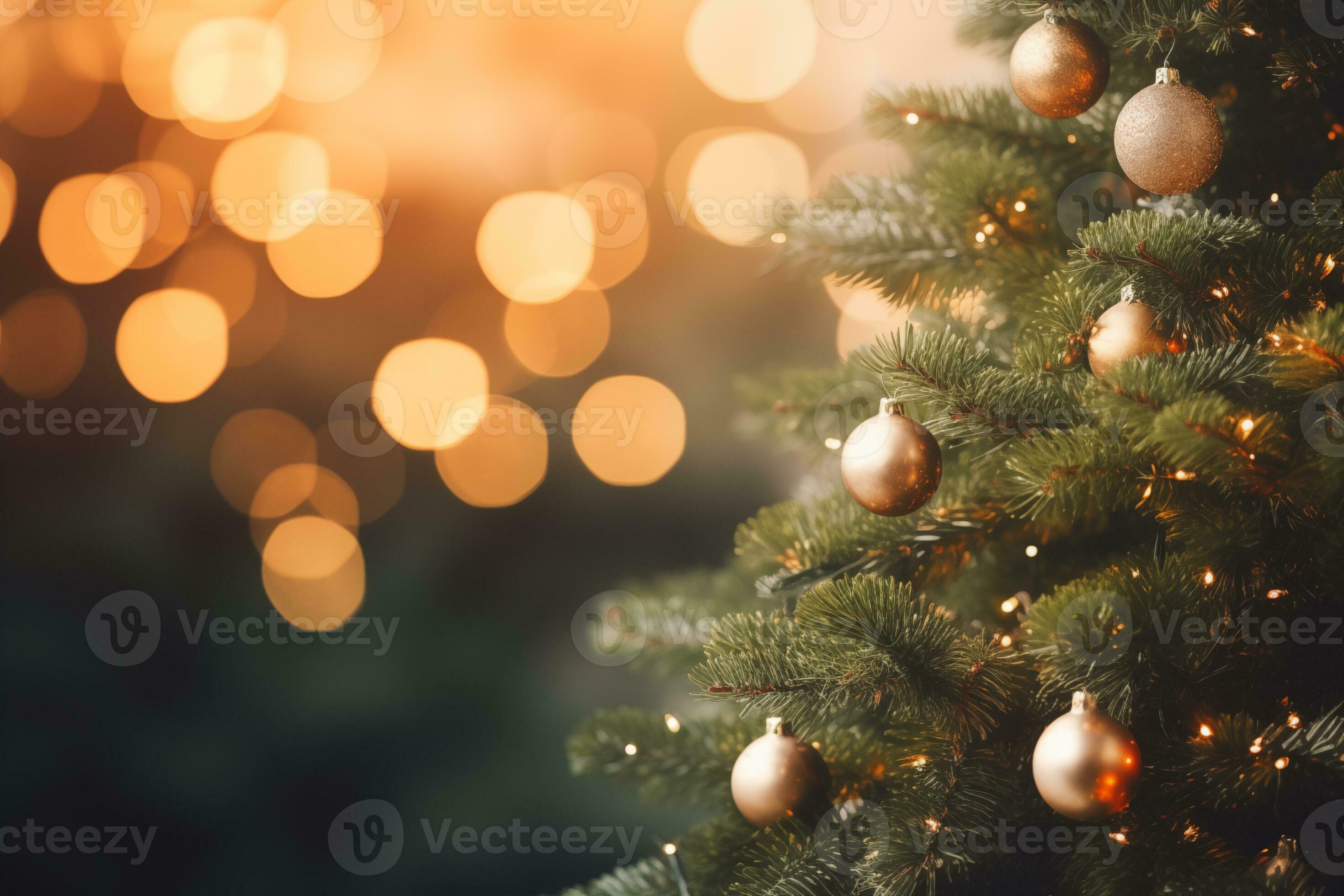 AI generated Magical christmas tree blur background, elegant festive