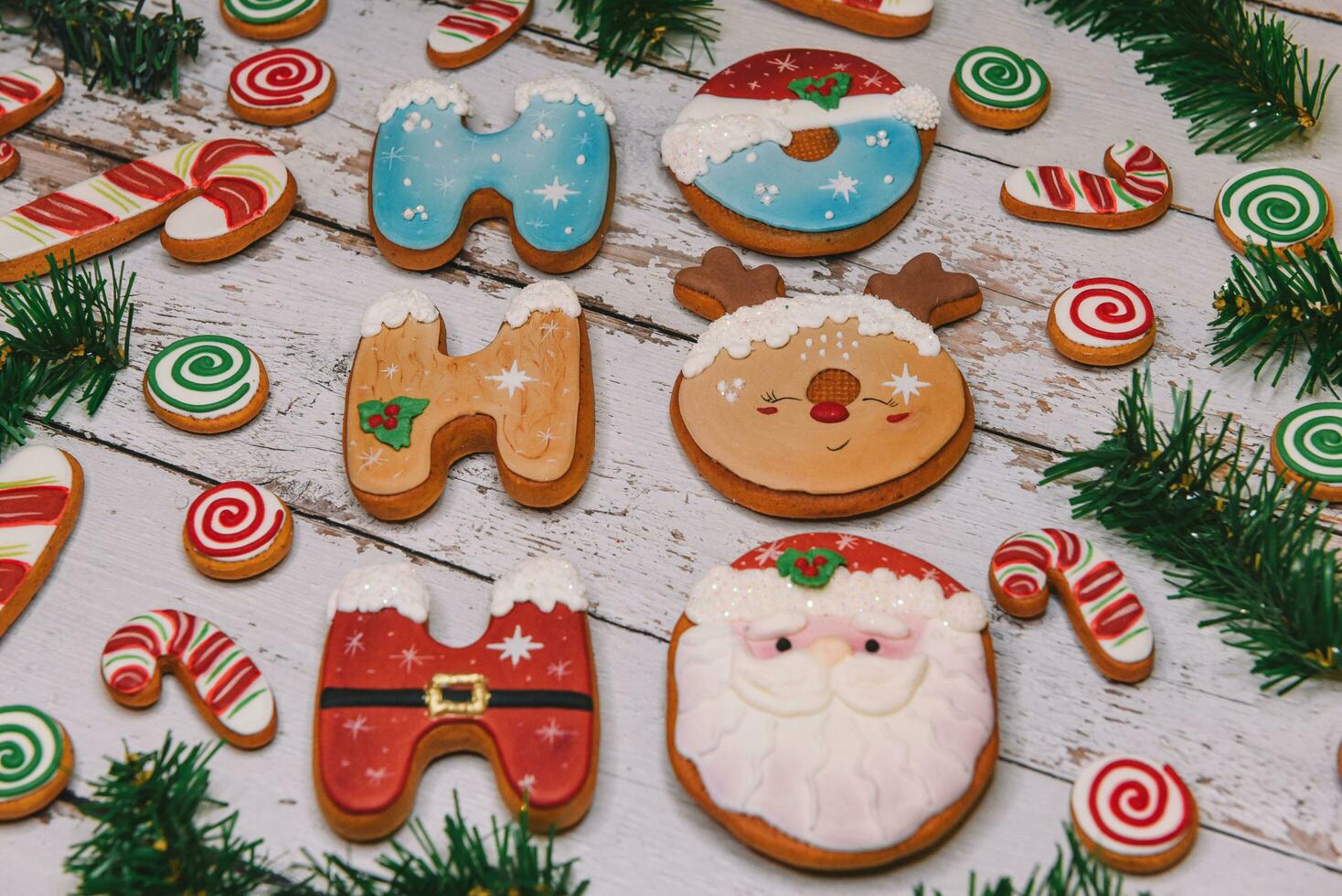 Christmas colorful cookies for background photo