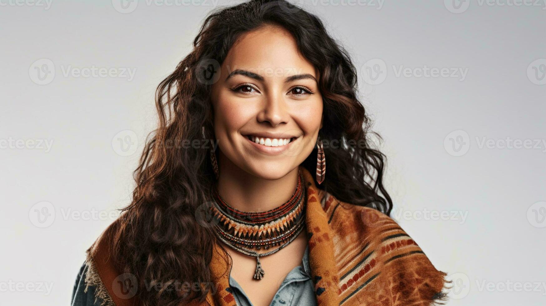 AI generated Beautiful Native American woman model photo