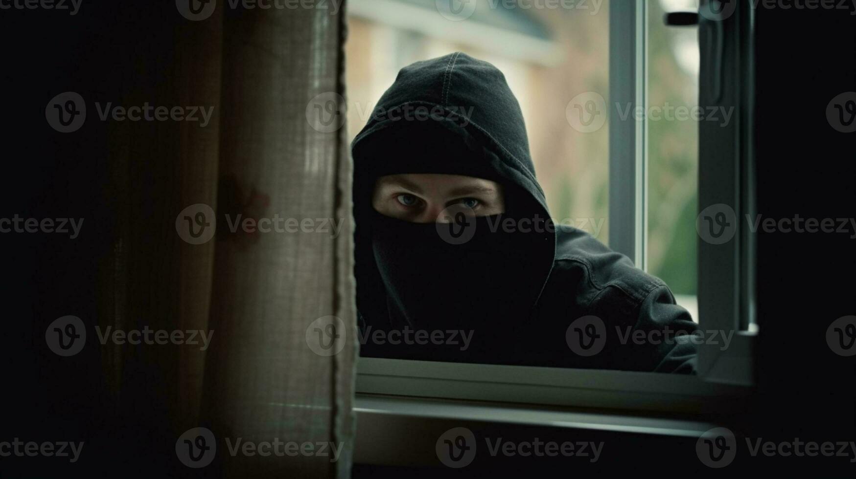 AI generated Burglar outside a window photo