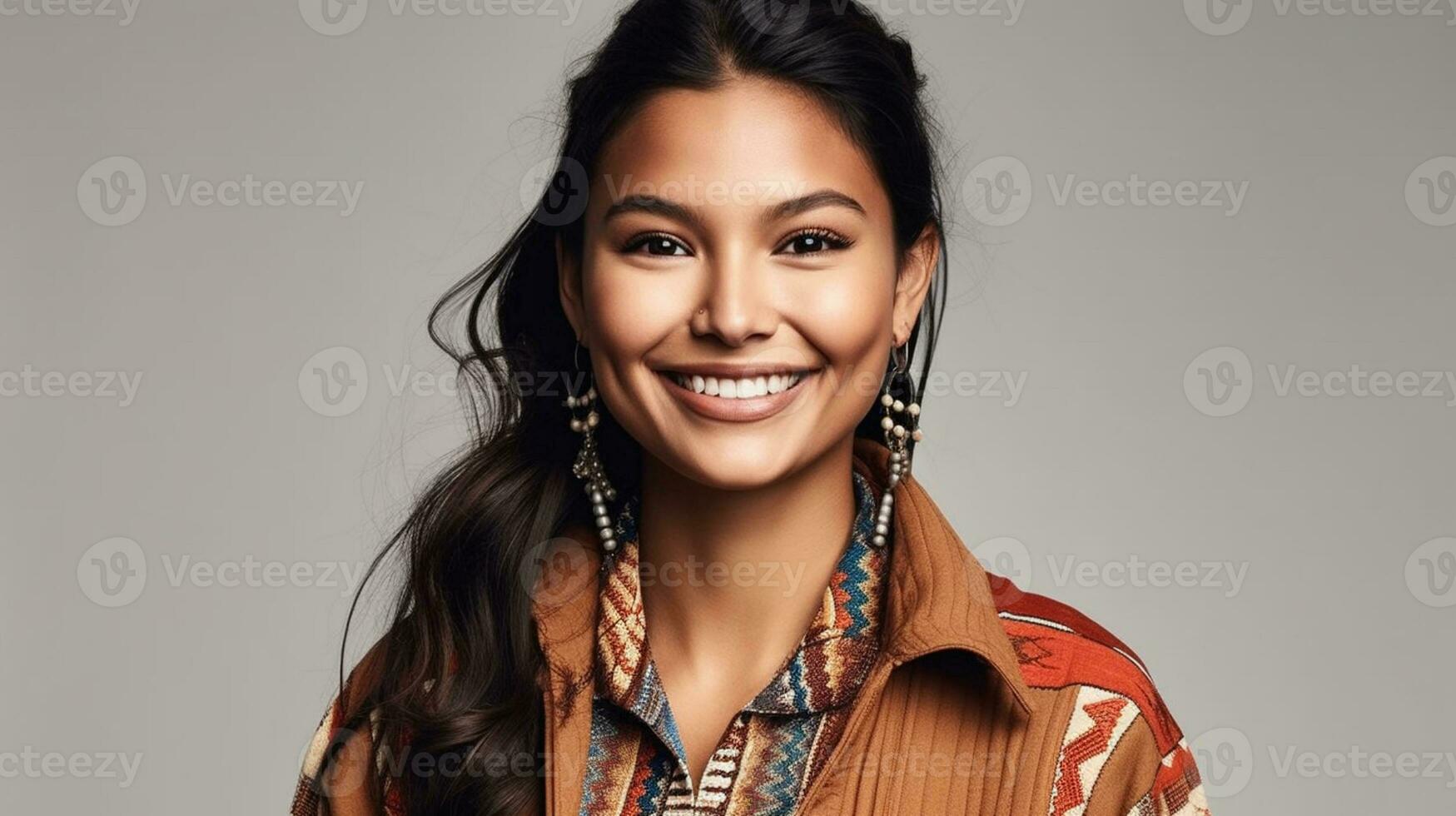 ai generado hermosa nativo americano mujer modelo foto
