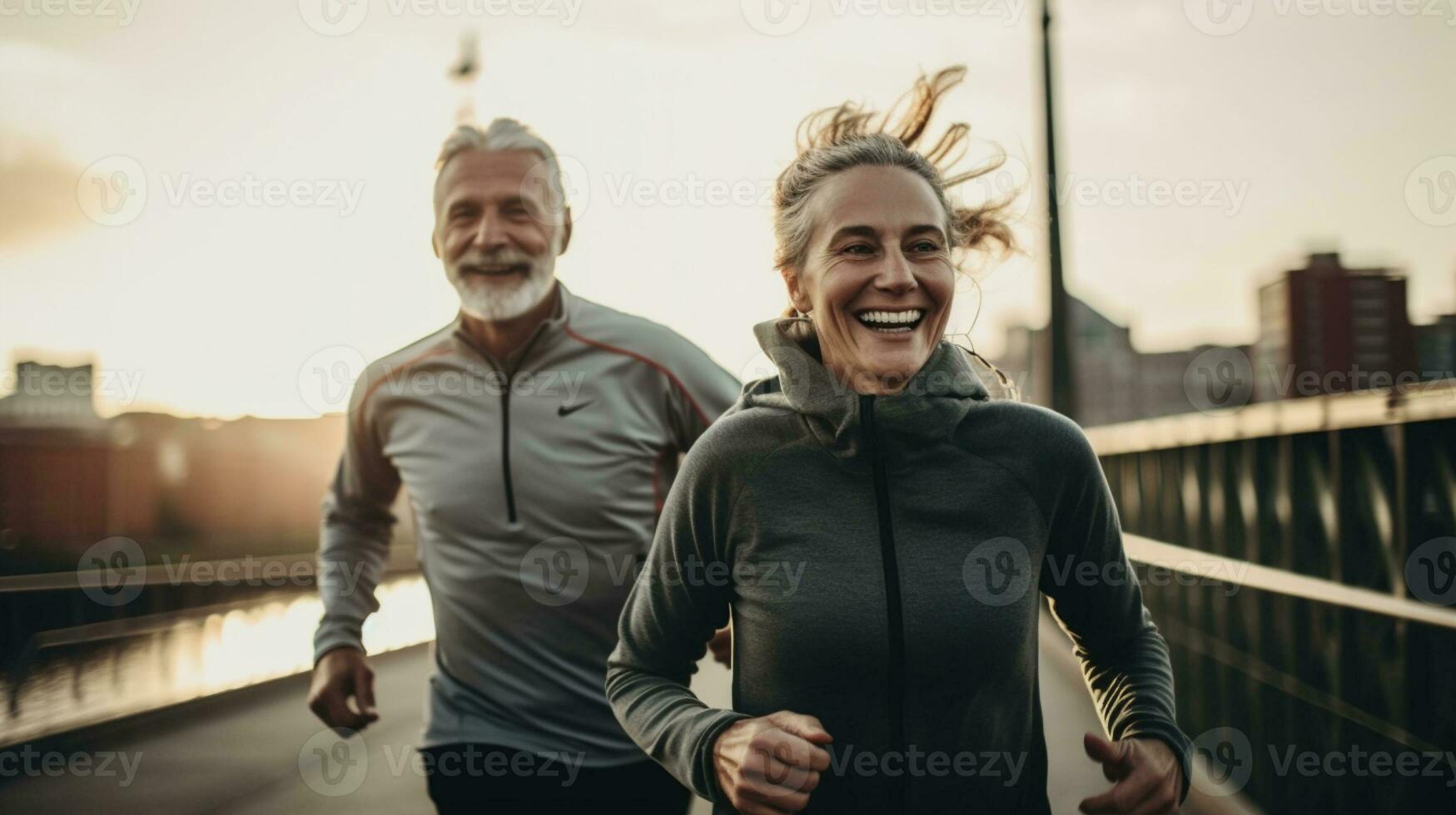 AI generated Older caucasian couple goes for a run photo