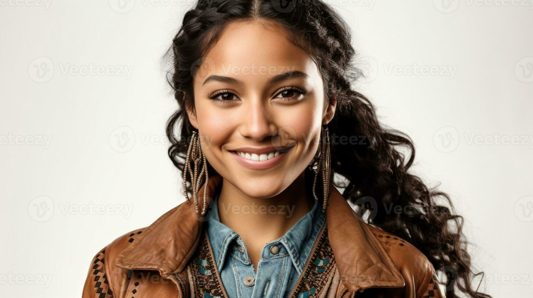 AI generated Beautiful Native American woman model photo