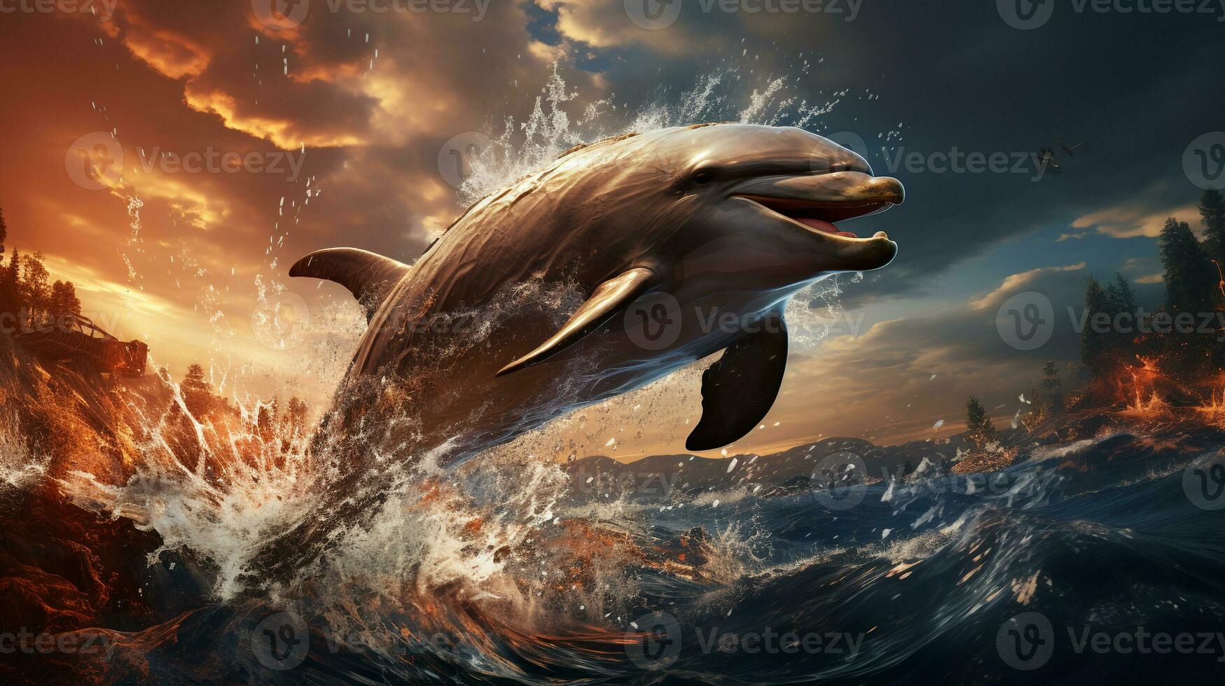 AI generated amazing dolphin wallpaper photo