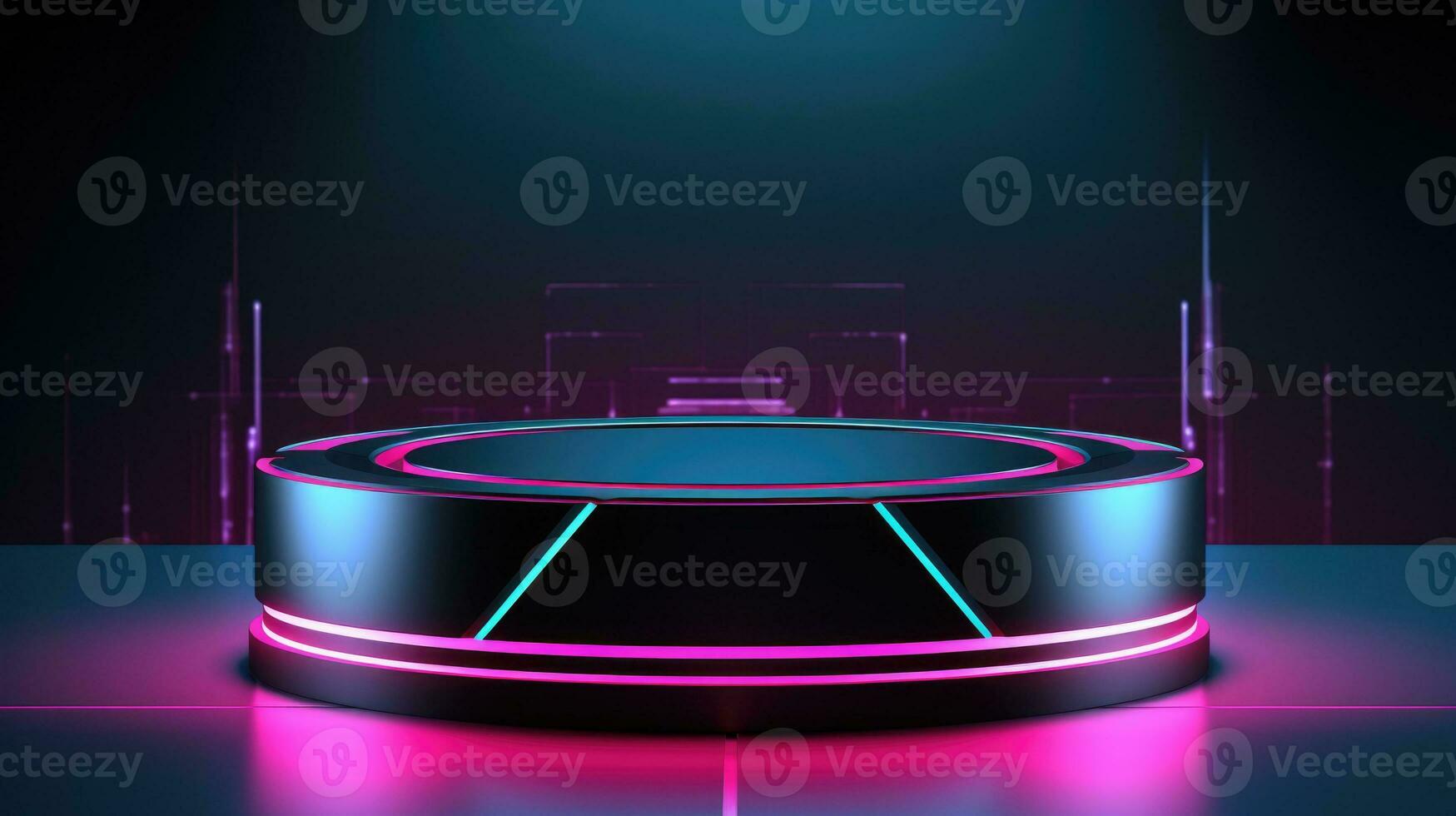 AI generated podium for product display and advertise, a futuristic and tech-inspired photo