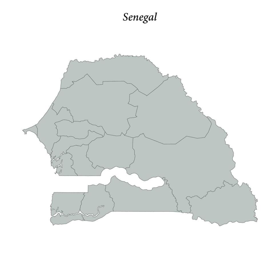 Simple flat Map of Senegal with borders vector