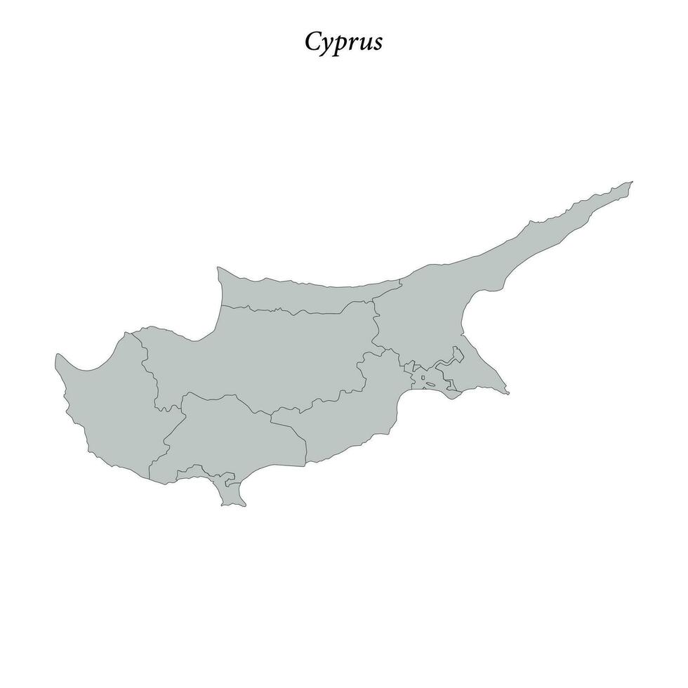 sencillo plano mapa de Chipre con fronteras vector