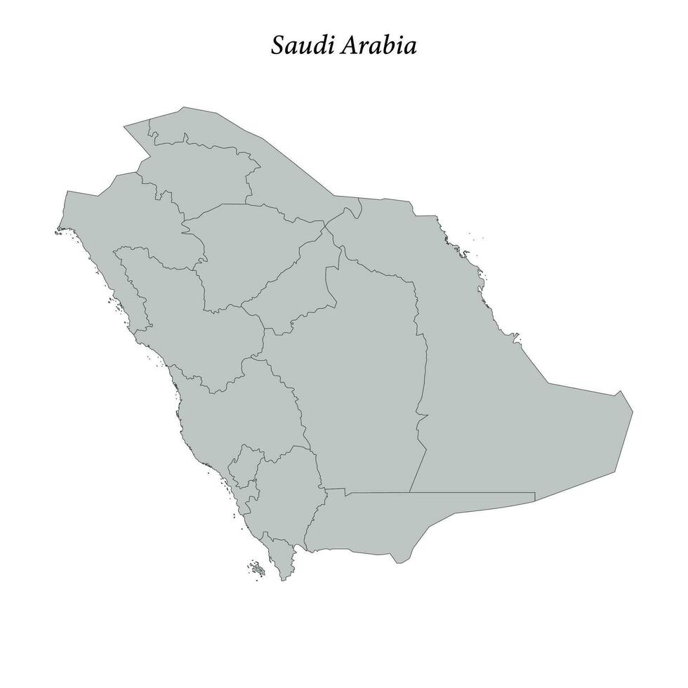 Simple flat Map of Saudi Arabia with borders vector