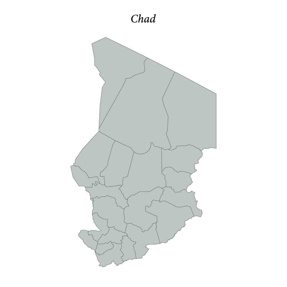 sencillo plano mapa de Chad con fronteras vector