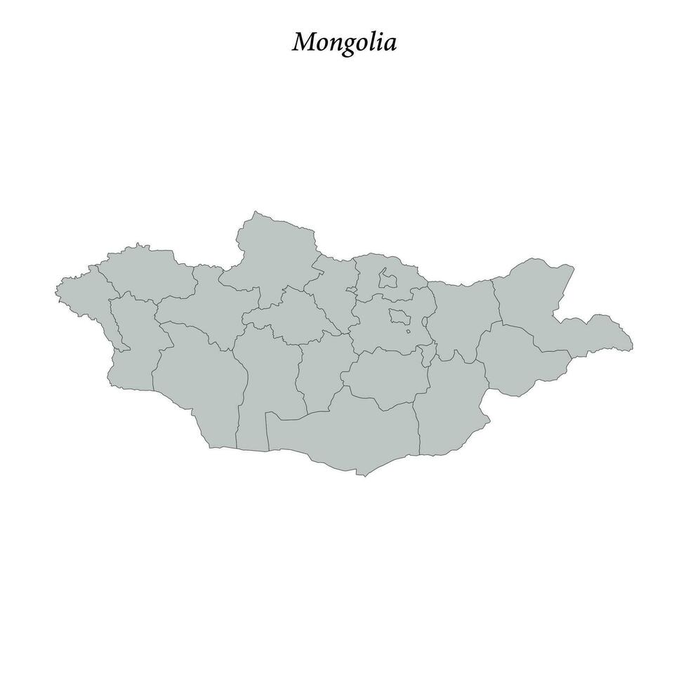 sencillo plano mapa de Mongolia con fronteras vector