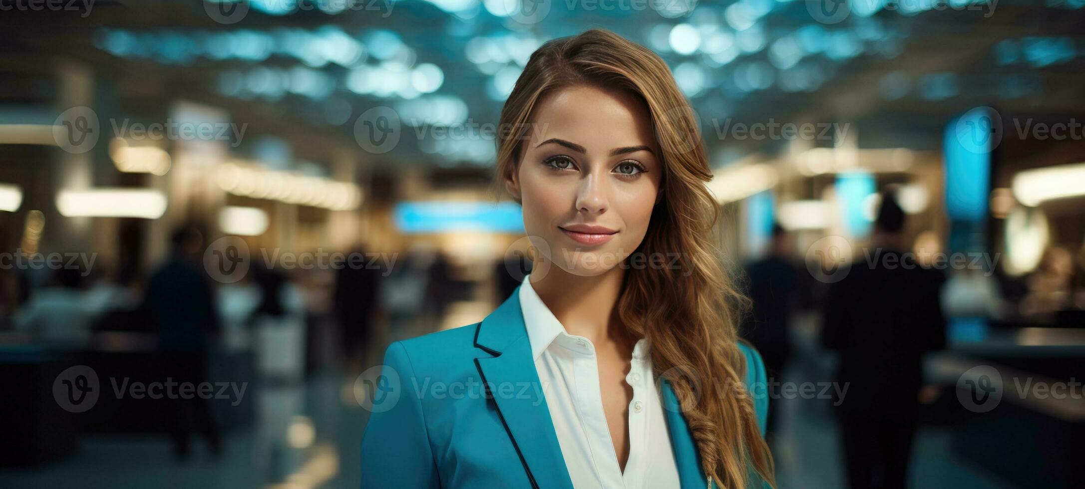 AI generated portrait beautiful woman cafe in background photo