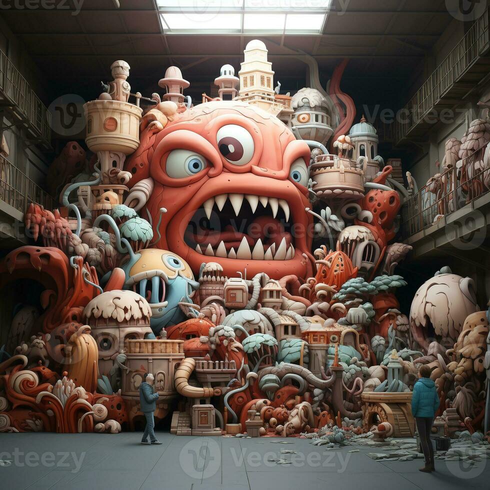 AI generated Giant 3D cartoon monster photo