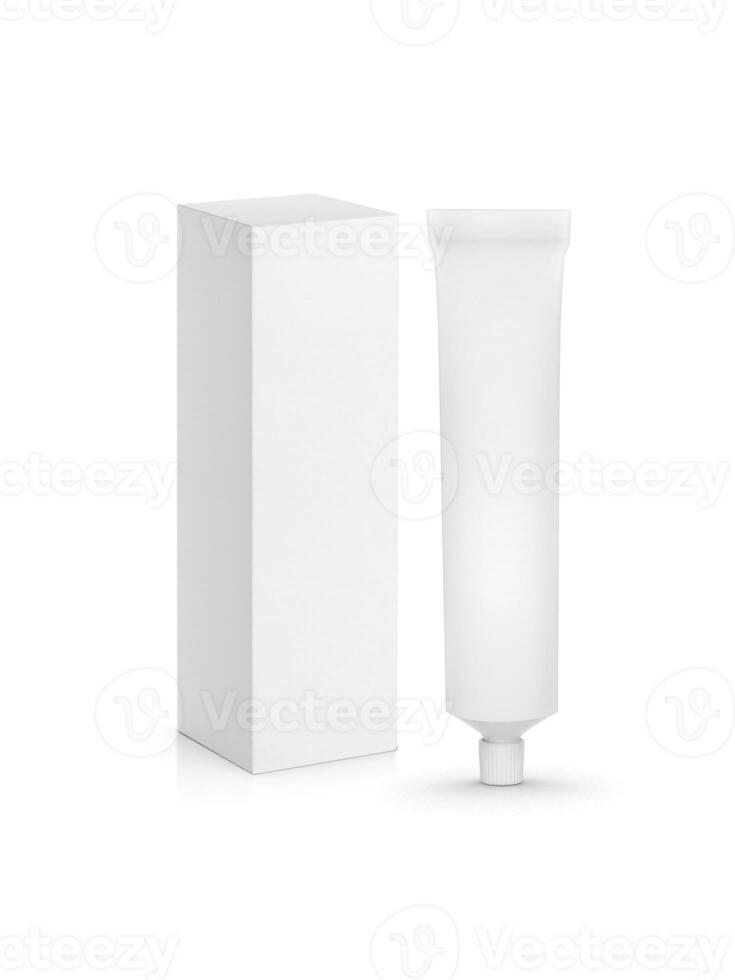 Medicine tube and package isolated on white background photo