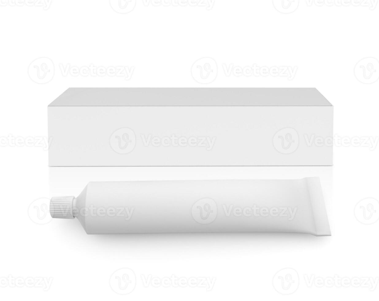 Medicine tube and package isolated on white background photo