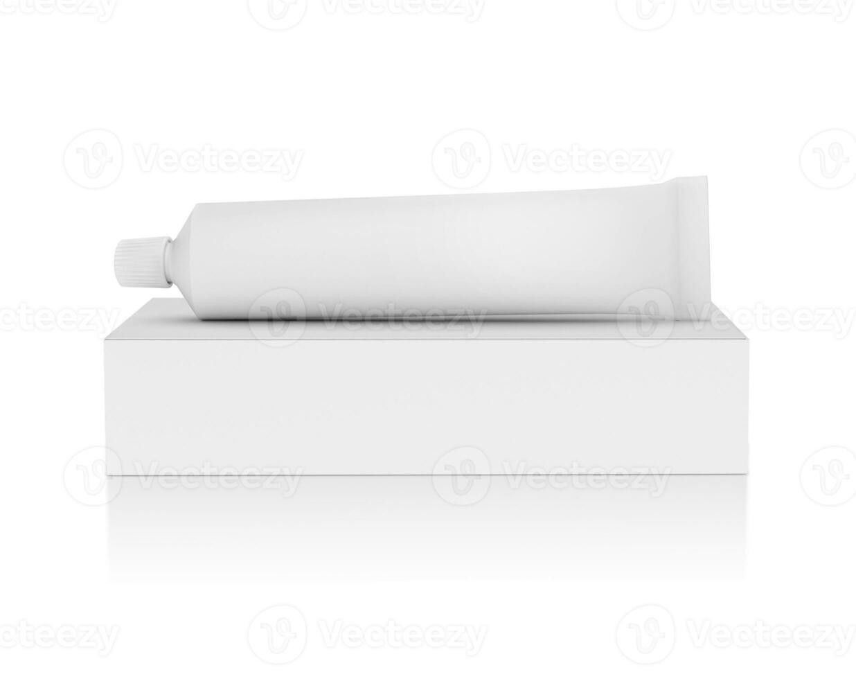 Medicine tube and package isolated on white background photo