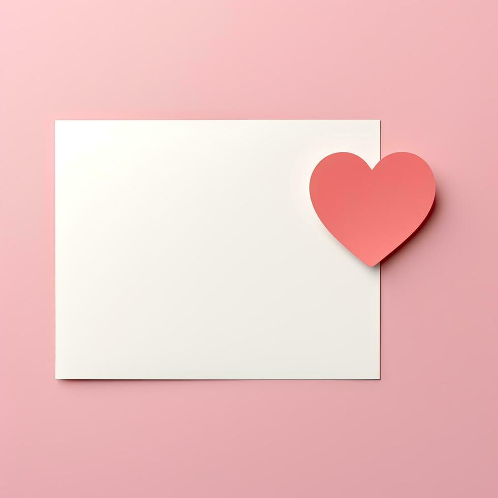 AI generated Valentines Day empty greeting card mockup style on pink background photo