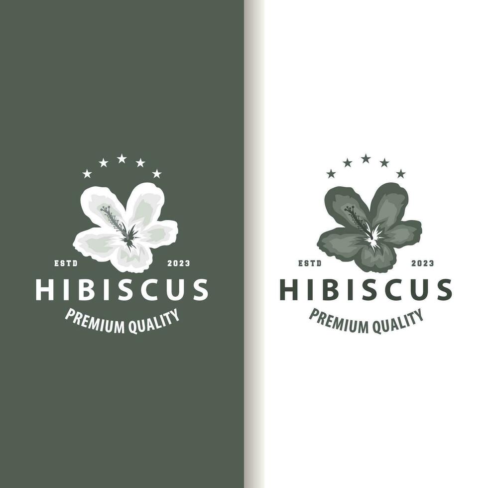 Hibiscus logo simple fresh natural flower design garden plant illustration vector
