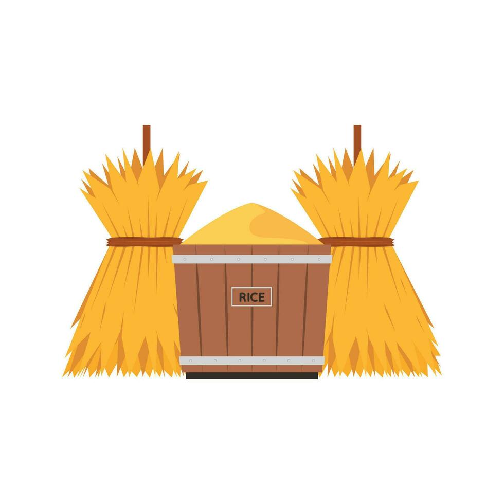 Rice bucket cartoon vector. Rice bucket on white background. vector
