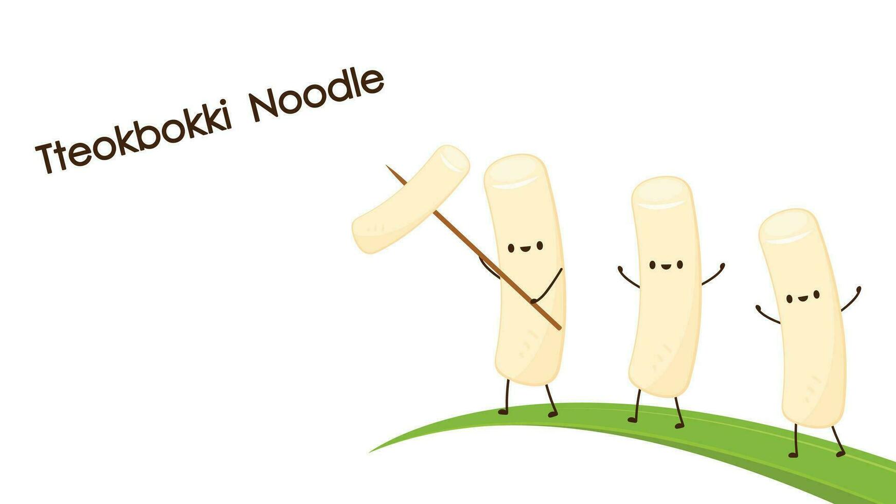 tteokbokki fideos vector. tteokbokki personaje diseño. picante arroz pastel vector