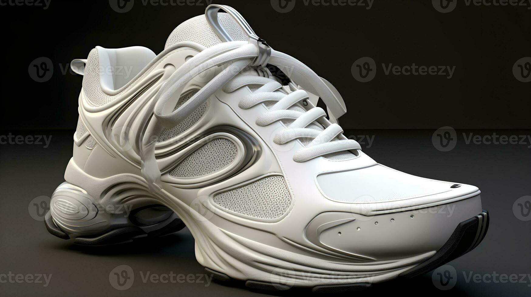 AI generated White sports shoe untied ready for action Ai Generated photo