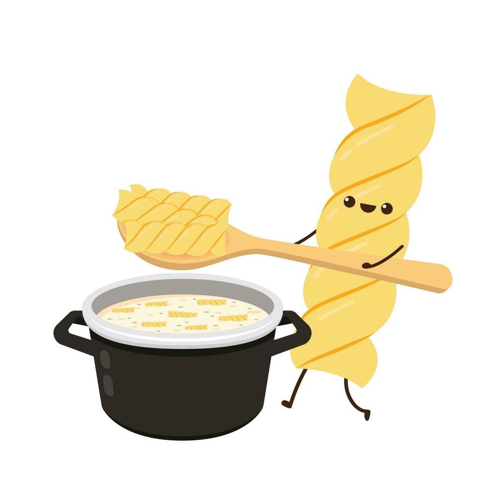 pasta tallarines personaje diseño. pasta tallarines en blanco antecedentes. vector